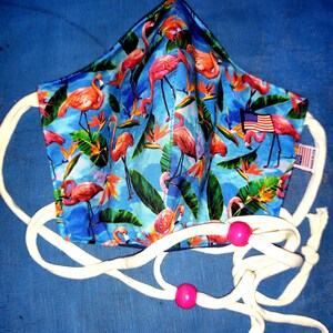 Pink Flamingo!  High quality face Masks.  Non-Woven Polypropylene lining.