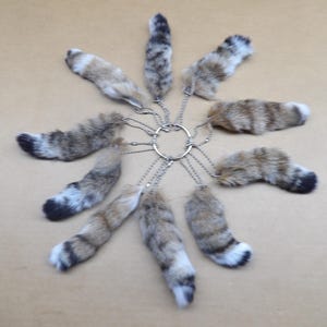 Professionally soft tanned lynx cat tail with chain attached/real fur/keychain