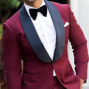 Men Royal Burgundy/Maroon Suit For Wedding, Maroon Tuxedo, Stylish and Modern Ideal for Grooms, Premium Men’s Suit Gift, Men Dinner suit.