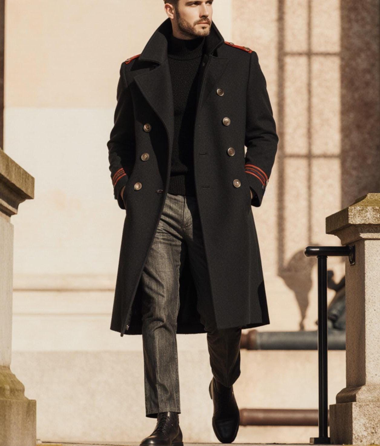 Peak Lapel Overcoat - Etsy