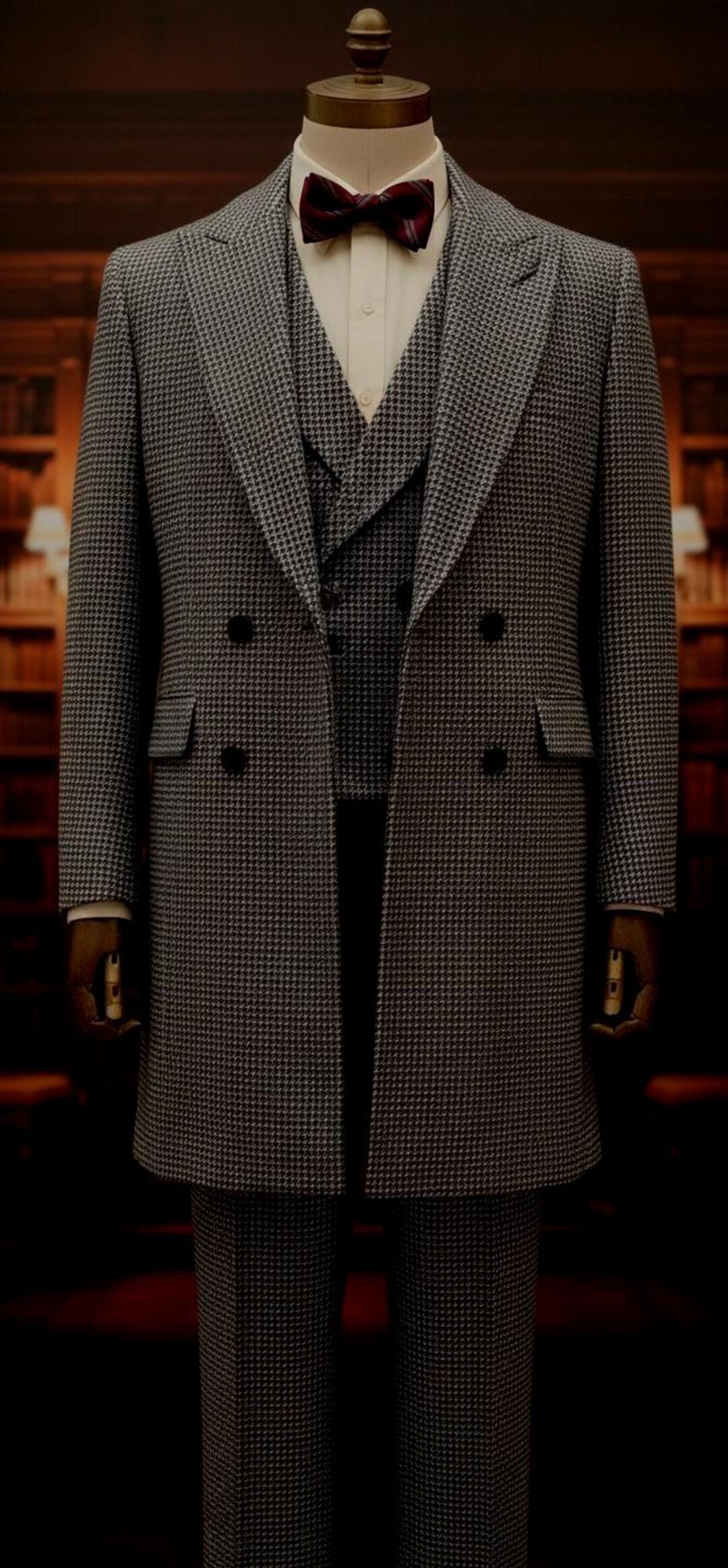 Men's 1920s Houndstooth 3-piece Suit Set With Overcoat - Etsy