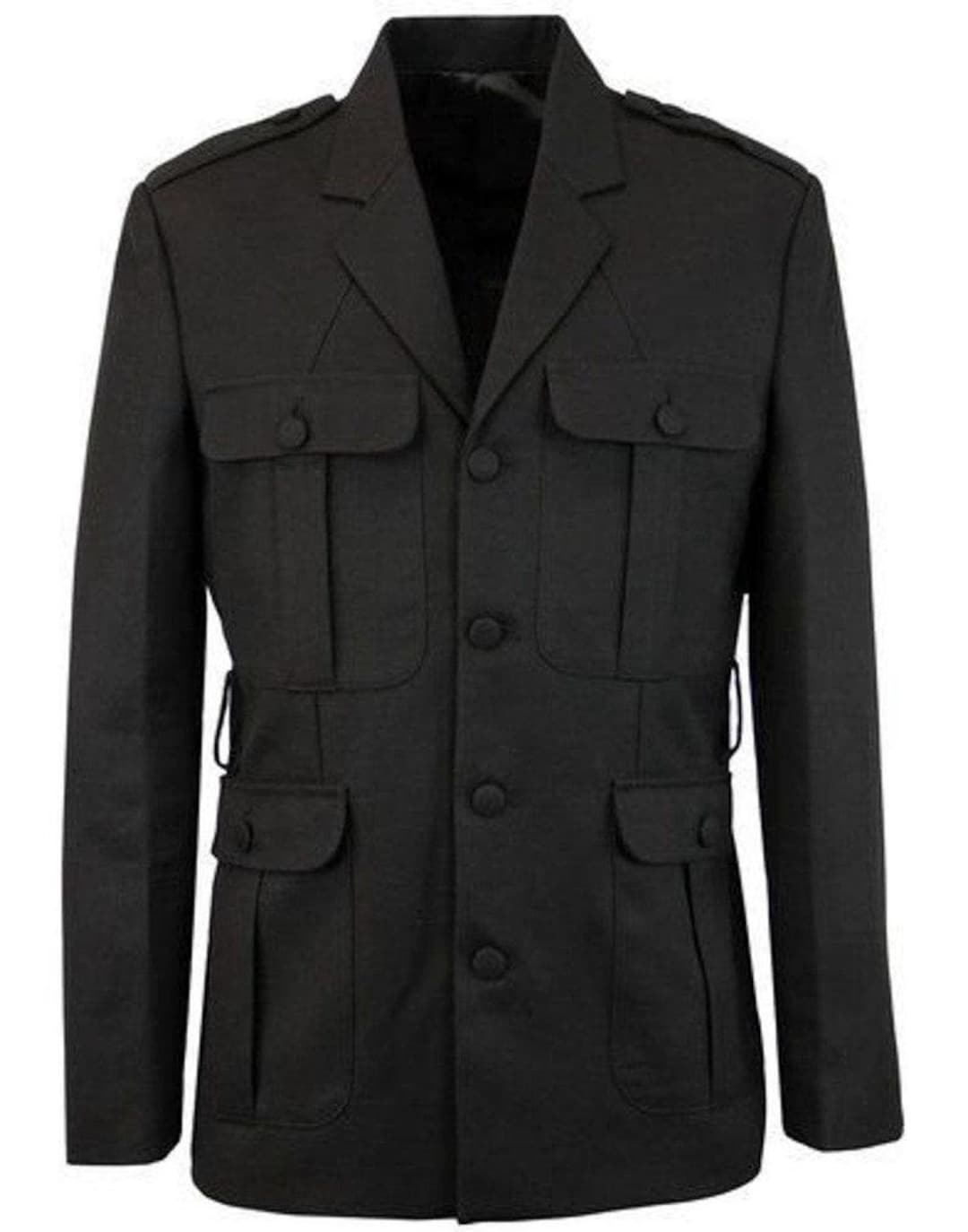 Men's Black Tweed Safari Jacket, Oversized Cargo Travel Jacket - Etsy