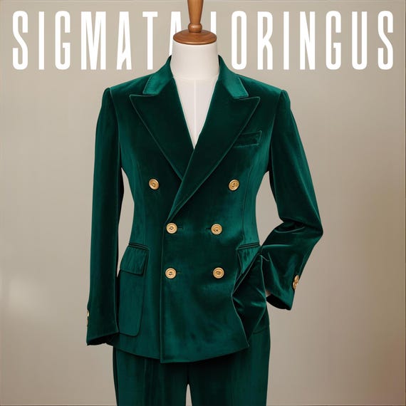 green velvet dress coat 1920 Emerald Double Breasted Suit for Men, Stylish and Modern Two-piece, Ideal for Grooms, Christmas Gift, Anzug Elegant gowns evening
