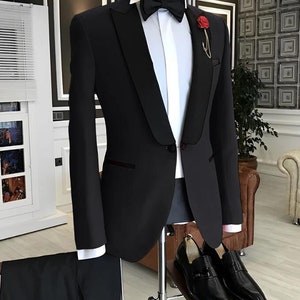 Benutzerdefinierte Herren Schwarz Tuxedo, 2-teiliger Hochzeitsanzug