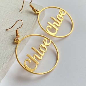 Name Earrings, Custom Name Earrings, Nameplate Earrings, Name Stud Earrings, Gift For Her, Gold Name Earrings