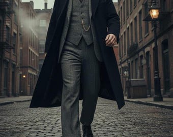 Premium Men’s 1920s Peaky Blinders 3-Piece Suit | Vintage Wool Tweed European Suit.