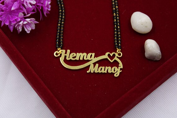 Couple Name Necklace 24k Gold Custom 