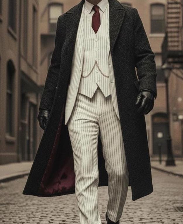 メンズ ピンストライプ スーツセット：1920年代ピーキー・ブラインダー