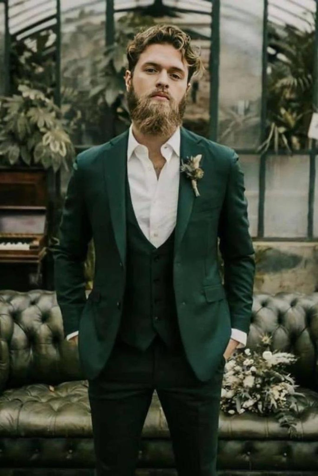 green dress man Hunter Green Suit by Ike Behar Evening RENTAL