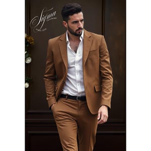 男性用プレミアムライトブラウンタキシードスーツ - 結婚式