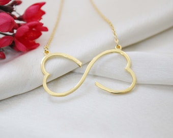 Heart shapre Infinity necklace, 14 K gold Plated infinite necklace, Gold Eternity necklace, Infinite/Infinity Pendant Necklace for  Girls