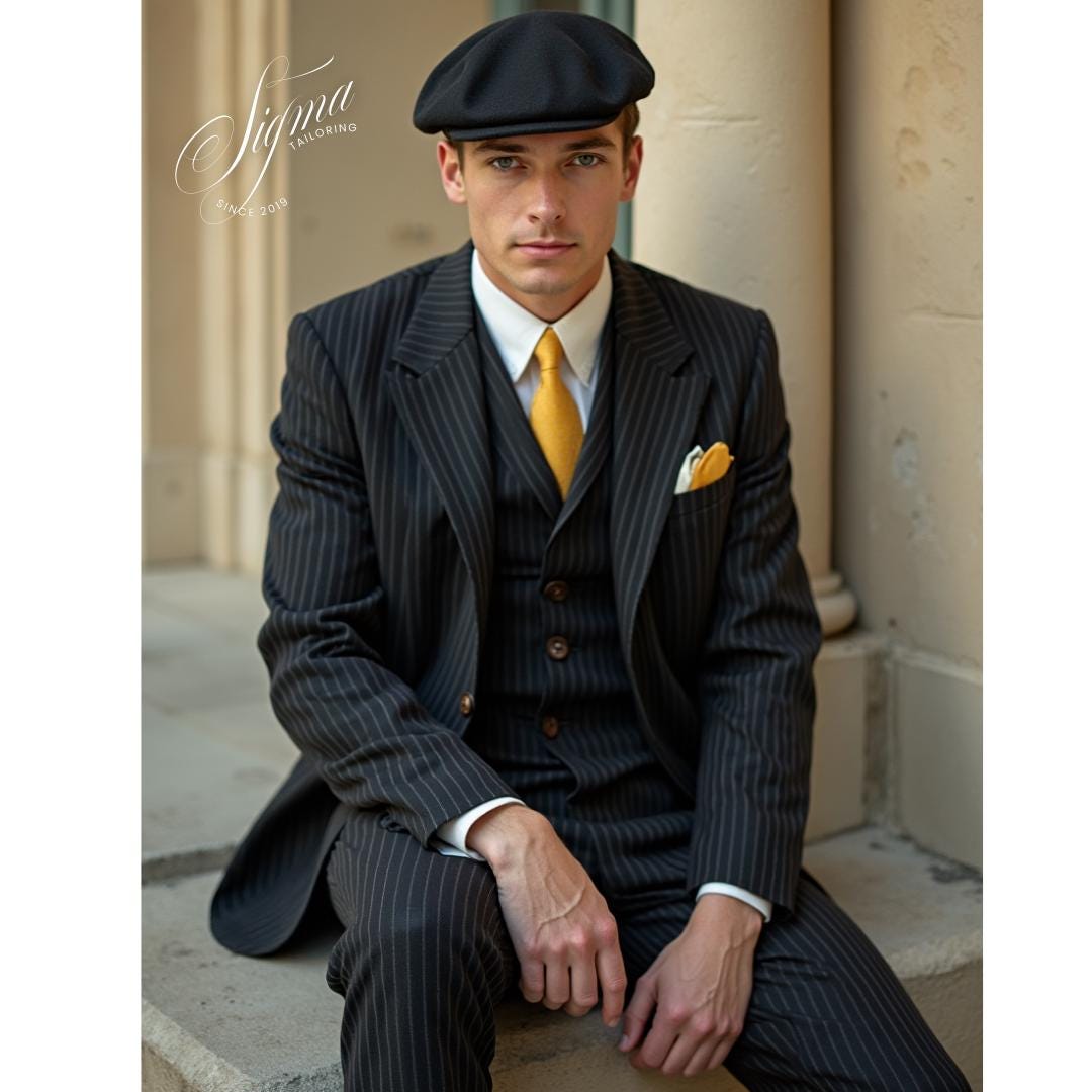 Black Pinstripe Suit UK