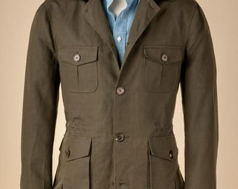 Vintage Pure Linen Men's Safari Jackets – Casual Outdoor Sportswear | Retro Utility Field Coat for Travel, Hunting, & Everyday Wear