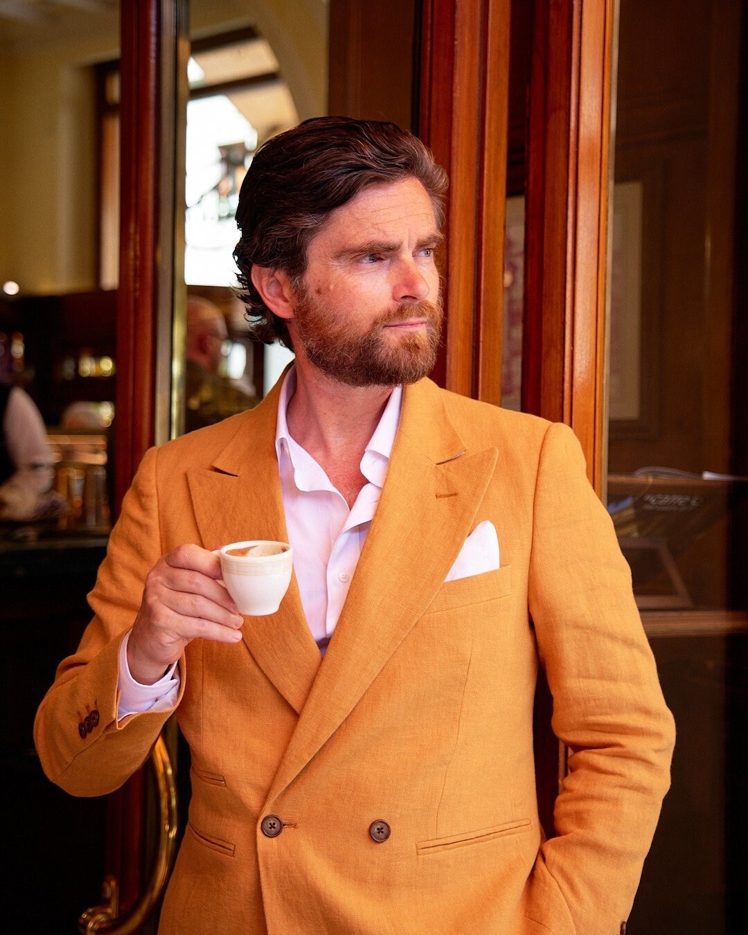 Traje cruzado de lino ligero, ropa formal transpirable, atuendo