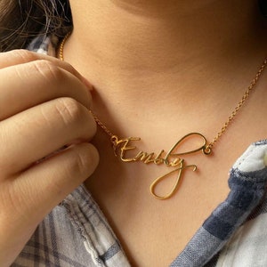 Name Necklace, 24k Gold Custom Necklace Jewelry, Personalised  English Name Jewelry, customized Necklace Gold, Christmas Jewelry