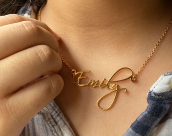 Name Necklace, 24k Gold Custom Necklace Jewelry, Personalised  English Name Jewelry, customized Necklace Gold, Christmas Jewelry