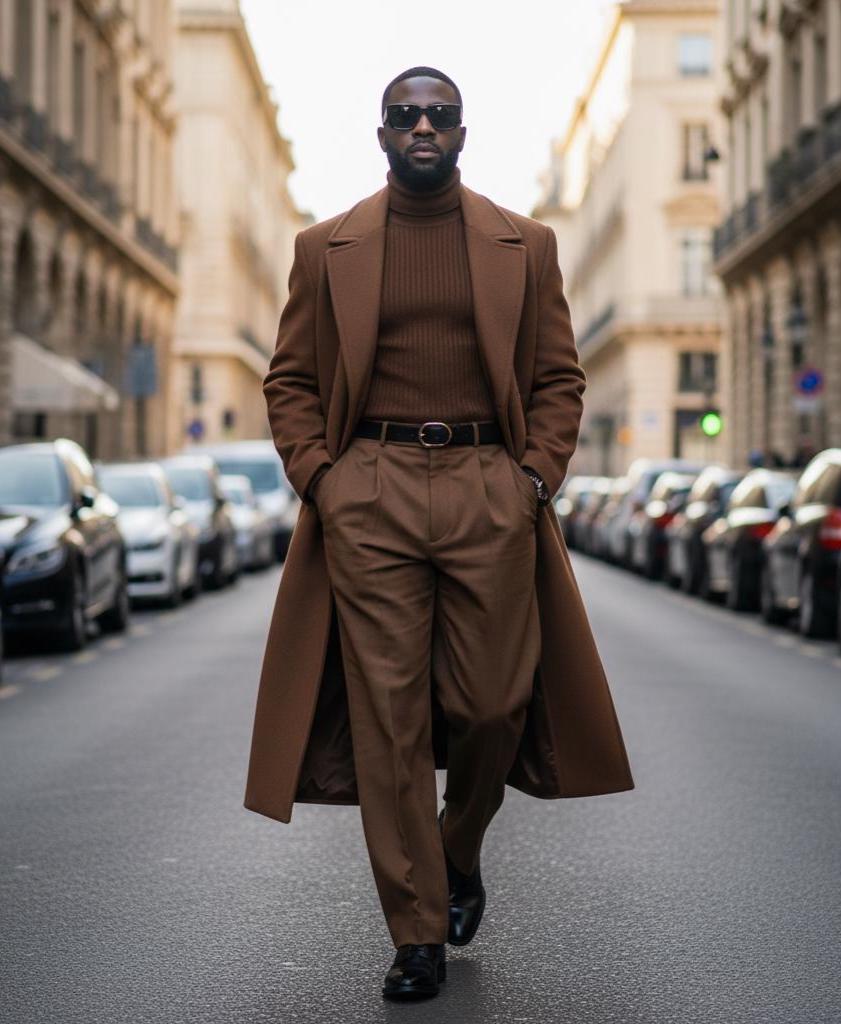 Men's Wool Blend Overcoat, Double Breasted Trench Coat, Winter