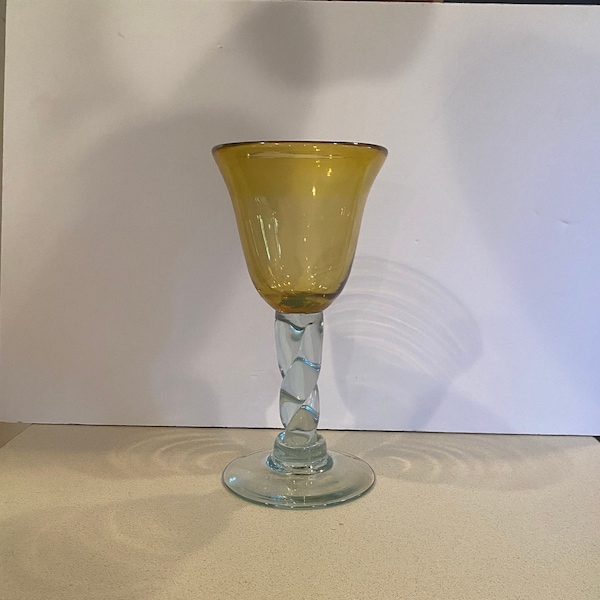 Large Heavy Amber Glass Pedestal Goblet/Wine Glass/Vase