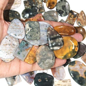 Natural Ocean Jasper Kilo grama Lote Cabochão lote Atacado Ocean Jasper Granel Ocean Jasper Gemstone, Ocean Jasper Jewelry Making. Mix Tamanho Lote