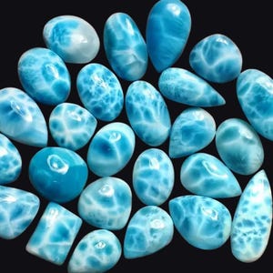 Lote de cabujón de larimar natural, lote de piedras preciosas de larimar de calidad, mezcla de formas y tamaños, larimar azul, diseñador, fabricación de joyas con larimar