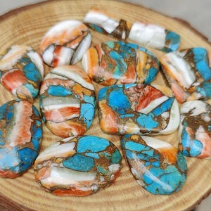 Natürlicher Austern-Türkis, Mix-Austern-Türkis-Cabochon, Türkis-Cabochon-Lot, Cabochon-Lot, Austern-Türkis-Lot, zur Herstellung von Schmuck.