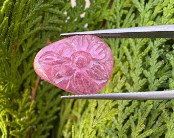 Carving Ruby Cabochon Gemstone, Glass-Filled – 7.70 carat | 17×13×2 mm Loose Stone