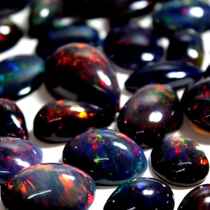 Flashy Black Opal Cabochon: Multi-Shape Ethiopian Gemstone (1-15 Carat)