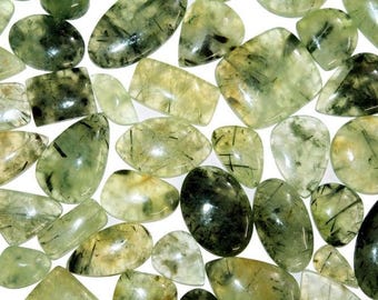 Green Prehnite Cabochon Gemstone Wholesale Lot: Mix Shape Loose Jewelry