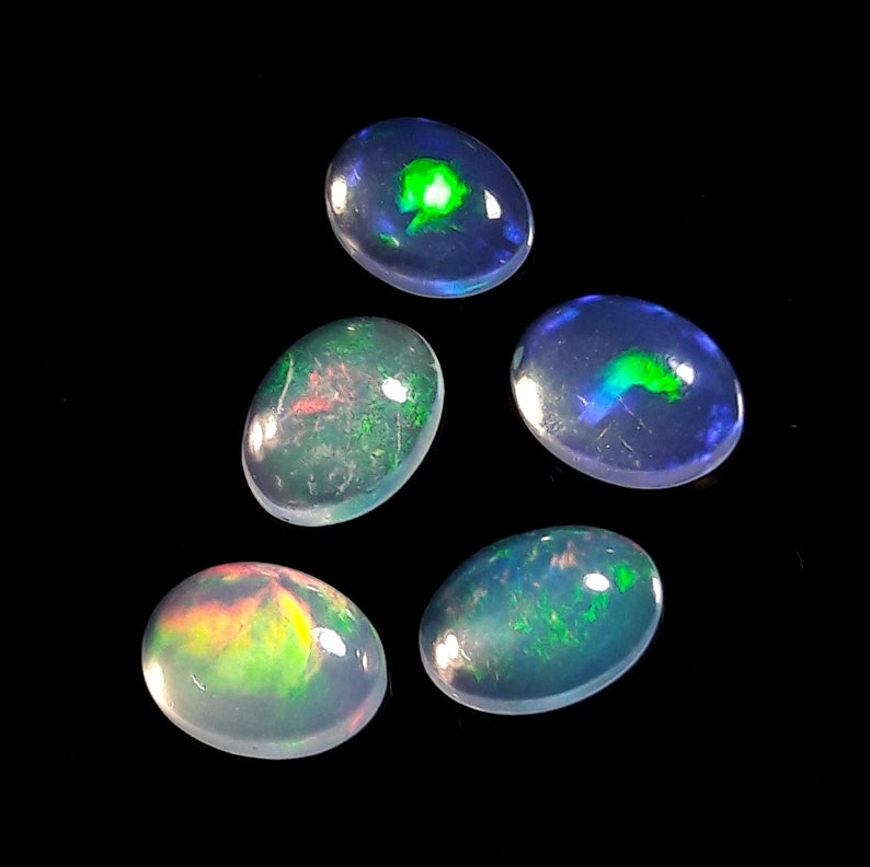 Natural Ethiopian Opal Cabochon Gemstone 6 To 8 MM Size 3.70 Crt 5 Piece.