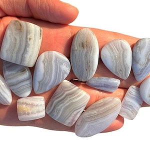 Lote de cabochão de ágata azul rendada, 20-40 mm. Pedras preciosas naturais de ágata azul rendada. Lote de pedras preciosas por atacado.