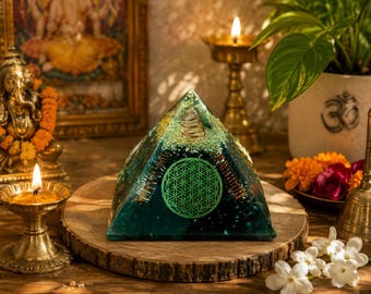 Black Tourmaline Orgone Pyramid 3 Inch, Black Tourmaline Crystal Pyramid, Copper Spiral, Reiki Meditation Decor, Altar Home Decor