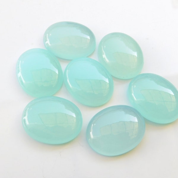 Natural Aqua Chalcedony, AAA grade, oval shape Aqua Chalcedony, calibrated, flatback cabochon, available in sizes from 5x7 mm to 15x20mm