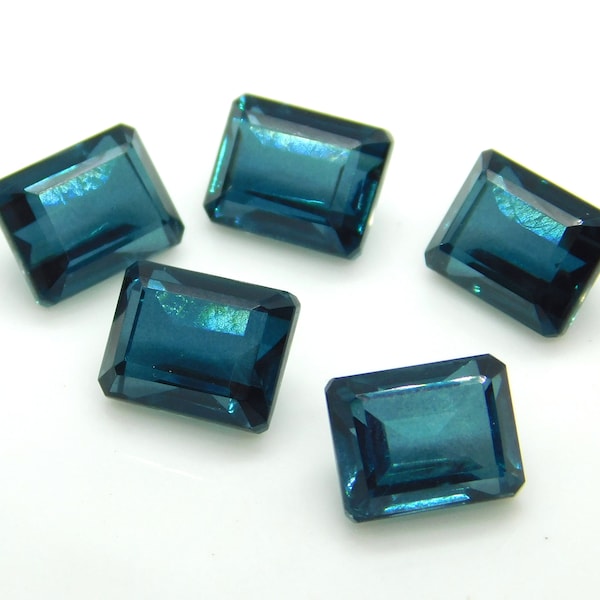 Piedra preciosa de topacio azul de Londres facetado: doblete de cuarzo octogonal (5 x 7 mm a 15 x 20 mm)