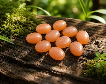 Peach Moonstone Cabochon Lot: Oval Gemstone for Jewelry (4x6mm to 13x18mm)