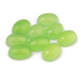 Apfelgrüner Chalcedon, Ovale Form 5x7mm bis 15x20mm Cabochon Stein, Lose Cabochon, Kalibrierter Edelstein zur Schmuckherstellung