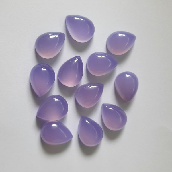 Natural Lavender Chalcedony , Cabochon Pear Shape, chalcedony Calibrated gemstone Sizes 4x6mm to 15x20mm. Loose Chalcedony gemstone