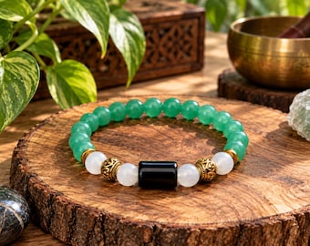 Gemini Bracelet, Green Beaded Zodiac Bracelet, Gemini Jewelry, Astrology Bracelet, Green Stone Bracelet, Zodiac Gift for Her