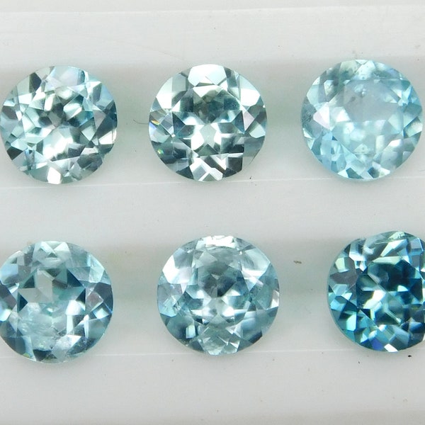 Natural Blue Zircon Faceted Round Shape Loose Gemstones Size from 2mm TO 6mm December Birthstone AAA Quality Zircon gemstone Jewelry
