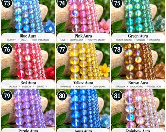 8mm Gemstone Beads, Natural Stone Beads, Round Beads for Jewelry Making, Blue Aventurine Green Jade Aura Beads, Bracelet Making Beads