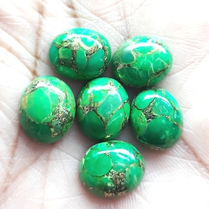Grüner Mohave Kupfer Türkis Cabochon, Ovale Form Natur Grün Mojave Türkis Größen 5x7mm bis 15x20mm Natürlicher Edelstein