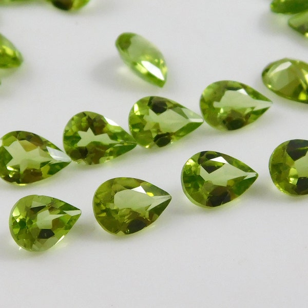 Peridot Natural Faceted Pear Shape Loose Gemstones  of Sizes from 3x4mm to 8x10mm  for Jewelry  Makings Lot Gemstone Supplies stone