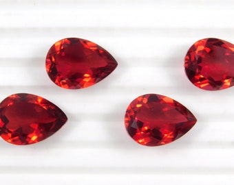 Red Garnet Quartz Doublet: Faceted Pear Gemstone (7x10mm TO 13x18mm)