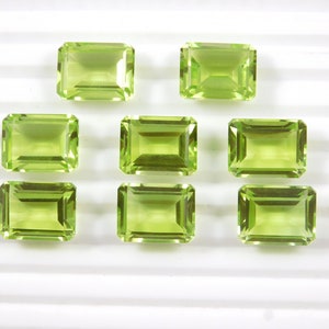 Peridot Quartz Faceted Octagon Shape Loose Gemstone Doublet Quartz, Triplets Quartz Doublet Calibrated Sizes 5x7 mm to 15x20mm