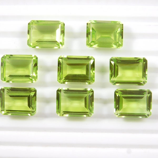 Piedra preciosa octagonal de cuarzo peridoto facetado: tamaños calibrados de 5 x 7 a 15 x 20 mm