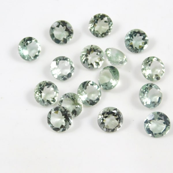 Natural Green Amethyst Round shape Faceted Loose gemstone Calibrated Size 5mm to 15mm Prasiolite  Cut Loose Stone Jewelry making