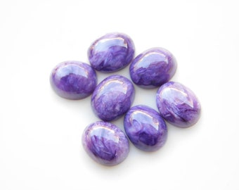 Charoit Cabochon ovale Form Edelstein kalibriert Größe 5x7mm bis 15x20mm natürliche lila Charoit ovale Form flache Rückseite Cabochon für Schmuck