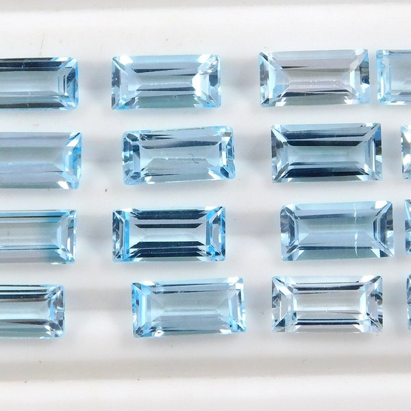 Blue Topaz Rectangle Baguettes shape  Cut Natural Gemstones Rectangle faceted Calibrated Size 3x6mm, 4x8mm, 5x10mm, 6x12mm,  Loose Gemstone