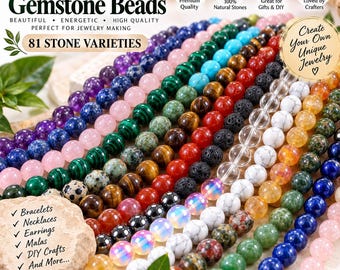 Natural Gemstone Beads 1-70, Wholesale Beads for Jewelry Making, Round Beads Strand, Crystal Beads, Gemstone Beads Supplies