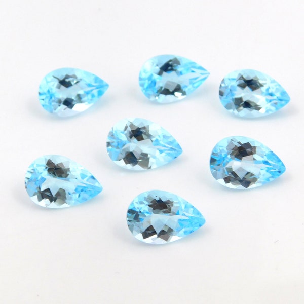 Natural Blue Topaz Pear Faceted Cut Loose Gemstone Size 4x6mm to 12x16mm calibrated gemstone crystal gemstone Jewelry making Stone Topaz