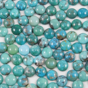 Turquoise cabochons, Natural Tibetan turquoise, flat back calibrated Round shaped turquoise cabochons, calibrated sizes from 4mm to 15mm